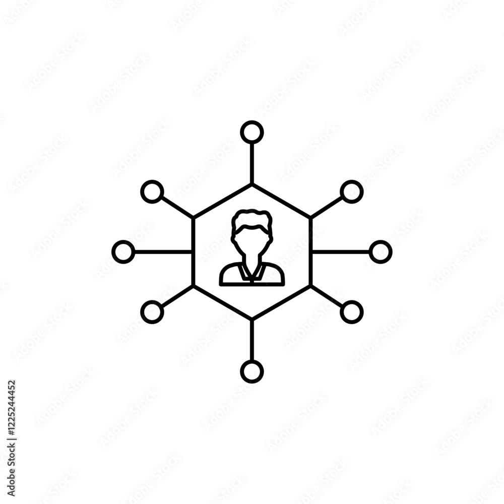 Poster project manager icon flat vector set outline