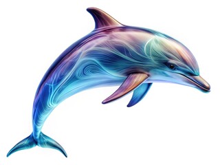 Fototapeta premium Whimsical white-background digital art: a surreal dolphin's contour, a fantasy sea creature.