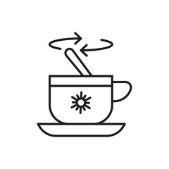 Tea stirring with spoon icon Flat vector set outline