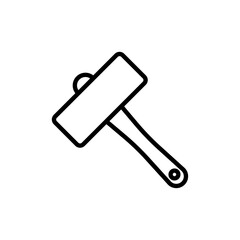 Wooden mallet, hammer line icon Flat vector set outline