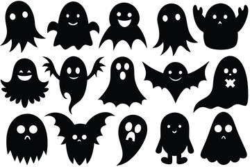 Fototapeta premium Halloween Ghost Silhouette Black Vector