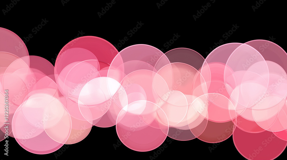 Wall mural abstract pink circles in bokeh on a black background