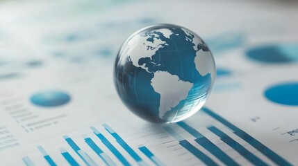 Transparent Globe Atop Environmental Impact Data Report