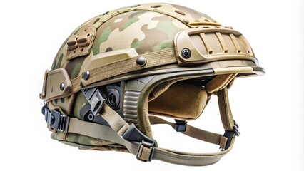 Naklejka premium Tactical Helmet, Camouflage, Head Protection Gear