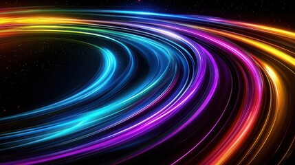Colorful Light Trails in Motion on Dark Background Creating Energy