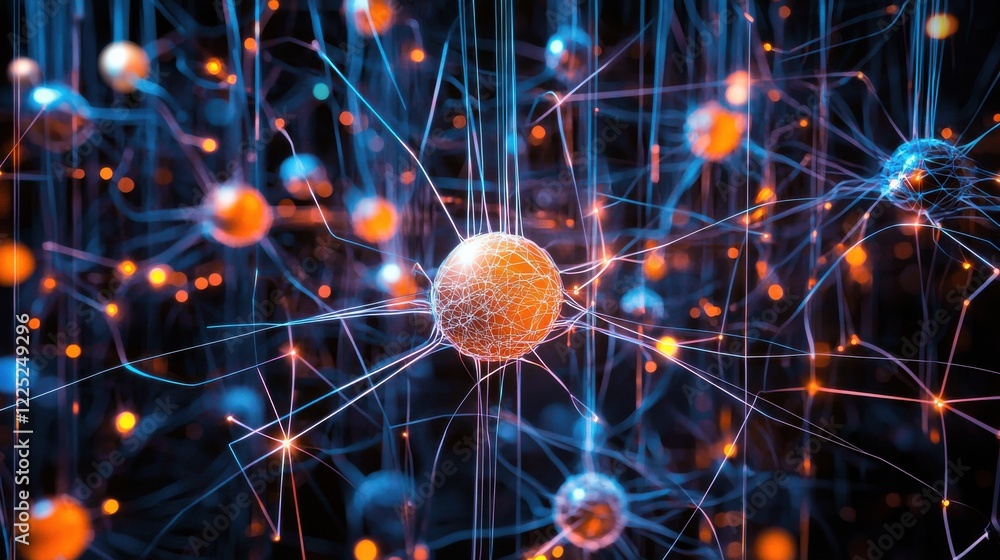 Aufkleber glowing neural network synapses in a futuristic digital brain