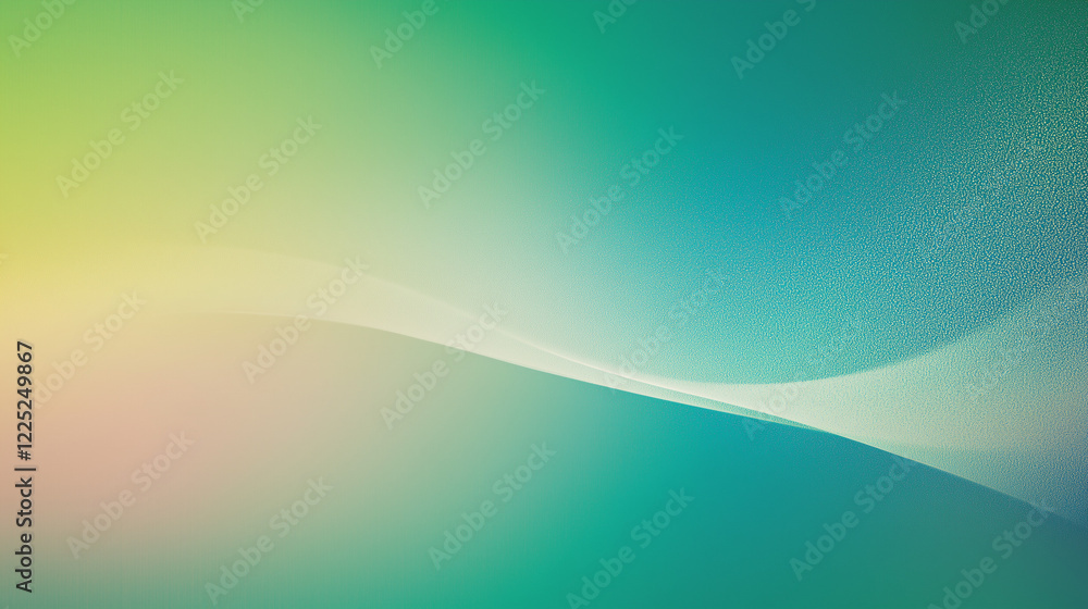 Poster Elegant abstract digital artwork featuring a smooth gradient color transition from dark green to light blue with a slightly grainy texture. The gradient flows diagonally from the top left to the botto