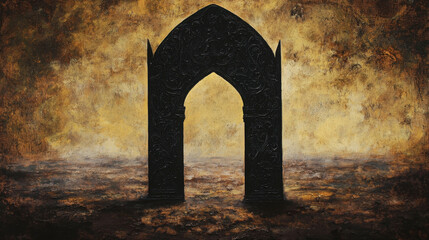 Obraz premium Dark Haunting Landscape Painting with Deep Browns in an Ethereal Mystical Setting