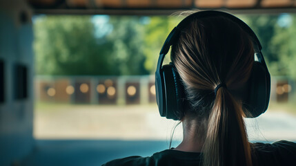 Photo of tactical noise-canceling headphones used in shooting practice or firearm training, offering protection from loud sounds and enhancing concentration.