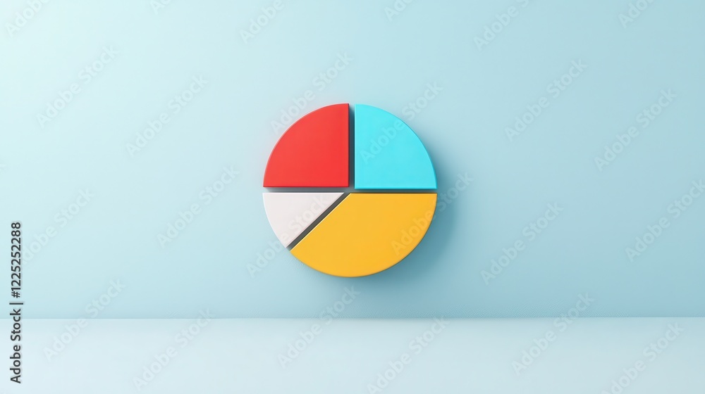 Poster modern minimalist pie chart with three distinct sections on a soft blue background