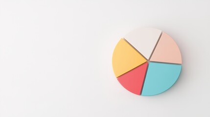 Fototapeta premium Modern Minimalist Pie Chart with Three Distinct Sections on a Light Background for Data Visualization