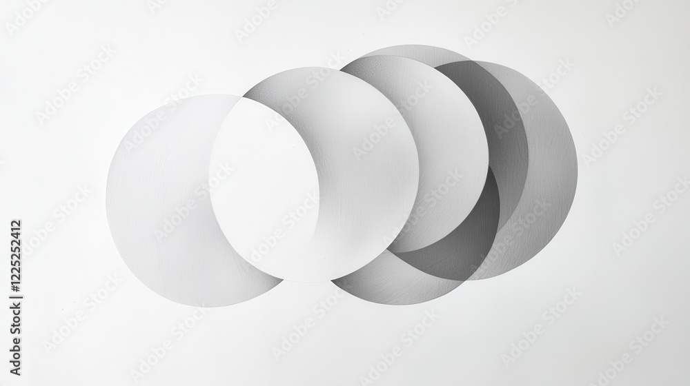 Aufkleber abstract illustration of overlapping circles in light gray and white tones on a minimalist backgroun