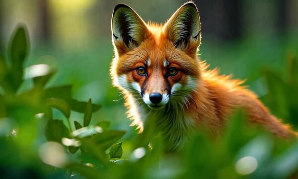 red fox in the grass