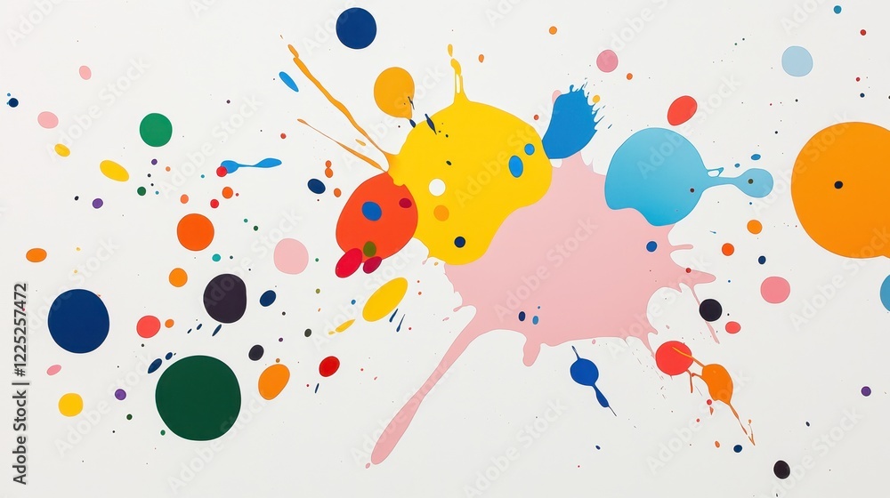 Aufkleber bright and cheerful abstract composition with colorful blobs and splashes on a white background