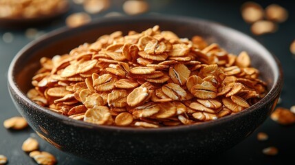 Obraz premium A Bowl of Golden Oats: A Delicious and Healthy Breakfast Option