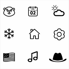 Groundhog Day Icon Set – Seasonal and Weather Symbols
