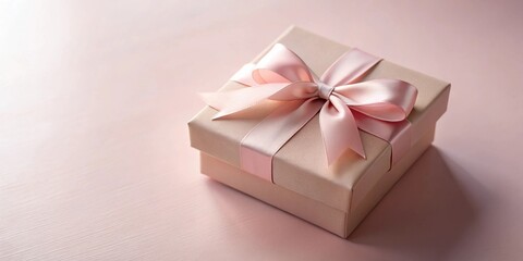Obraz premium A delicately wrapped gift box with a blush pink ribbon, perfect for a special occasion