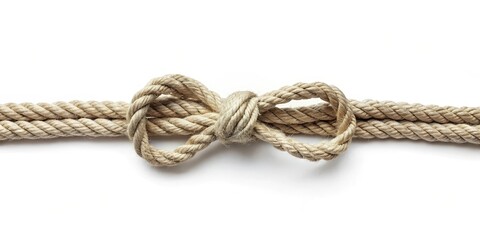 Fototapeta premium A bow knot tied neatly on a simple white string, with the knot perfectly centered and the ends neatly trimmed , knot, texture