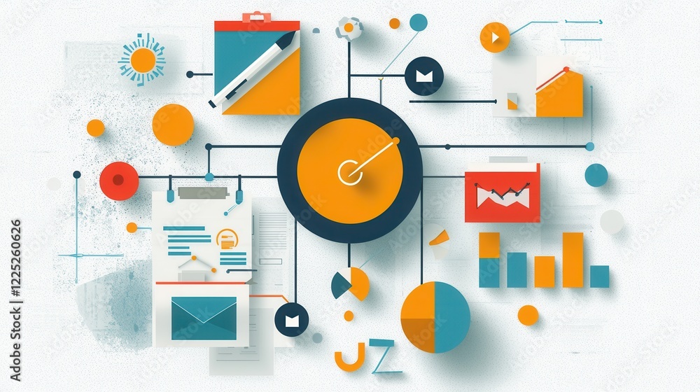 Poster digital dashboard with data visualization and analytics tools for efficient business management and 