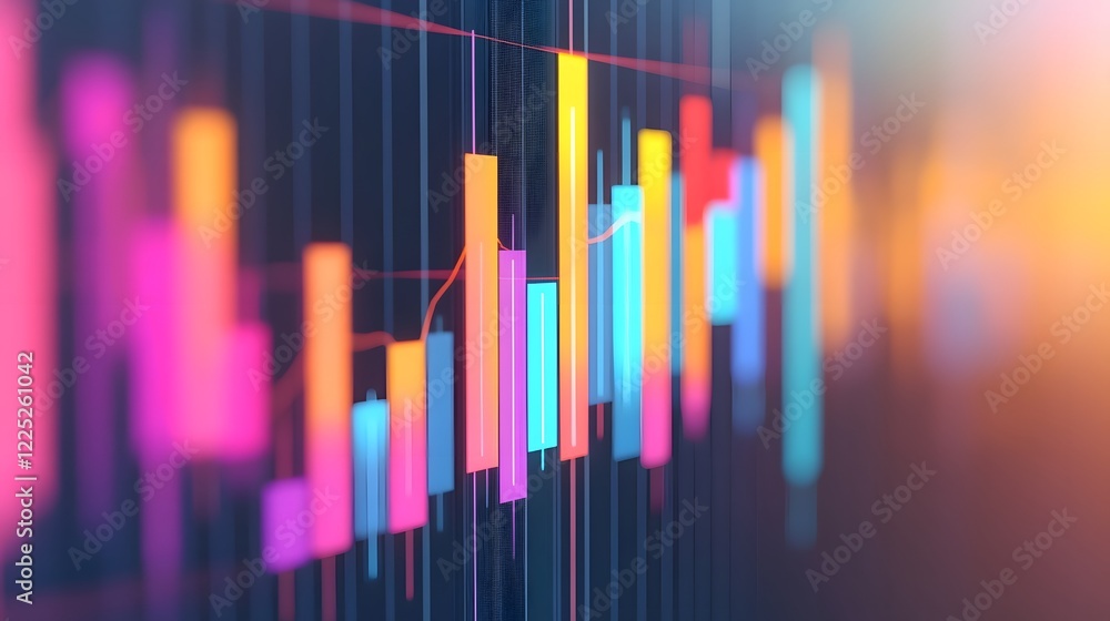 Poster detailed 3d bar chart visualizing dividends over time for financial analysis