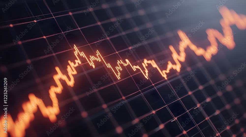 Poster glowing 3d market chart with dividend payout analysis for financial data visualization