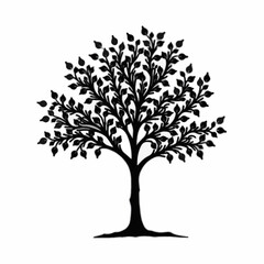 Obraz premium black tree silhouette, vector tree art, tree illustration, tree clipart, nature silhouette, tree design, tree vector graphic, minimal tree art, black tree vector, tree cutout, nature vector, woodland 