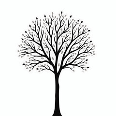 Obraz premium black tree silhouette, vector tree art, tree illustration, tree clipart, nature silhouette, tree design, tree vector graphic, minimal tree art, black tree vector, tree cutout, nature vector, woodland 