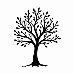 Obraz premium black tree silhouette, vector tree art, tree illustration, tree clipart, nature silhouette, tree design, tree vector graphic, minimal tree art, black tree vector, tree cutout, nature vector, woodland 