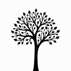 Obraz premium black tree silhouette, vector tree art, tree illustration, tree clipart, nature silhouette, tree design, tree vector graphic, minimal tree art, black tree vector, tree cutout, nature vector, woodland 