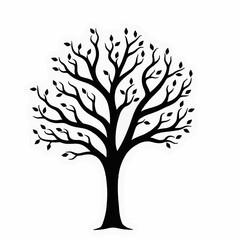 Obraz premium black tree silhouette, vector tree art, tree illustration, tree clipart, nature silhouette, tree design, tree vector graphic, minimal tree art, black tree vector, tree cutout, nature vector, woodland 