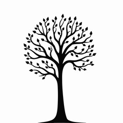 Obraz premium black tree silhouette, vector tree art, tree illustration, tree clipart, nature silhouette, tree design, tree vector graphic, minimal tree art, black tree vector, tree cutout, nature vector, woodland 