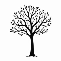 Obraz premium black tree silhouette, vector tree art, tree illustration, tree clipart, nature silhouette, tree design, tree vector graphic, minimal tree art, black tree vector, tree cutout, nature vector, woodland 