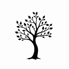 Obraz premium black tree silhouette, vector tree art, tree illustration, tree clipart, nature silhouette, tree design, tree vector graphic, minimal tree art, black tree vector, tree cutout, nature vector, woodland 
