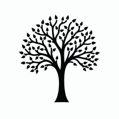 black tree silhouette, vector tree art, tree illustration, tree clipart, nature silhouette, tree design, tree vector graphic, minimal tree art, black tree vector, tree cutout, nature vector, woodland 