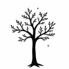 Obraz premium black tree silhouette, vector tree art, tree illustration, tree clipart, nature silhouette, tree design, tree vector graphic, minimal tree art, black tree vector, tree cutout, nature vector, woodland 