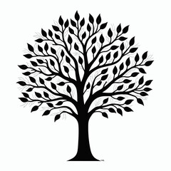 Obraz premium black tree silhouette, vector tree art, tree illustration, tree clipart, nature silhouette, tree design, tree vector graphic, minimal tree art, black tree vector, tree cutout, nature vector, woodland 