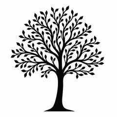 Obraz premium black tree silhouette, vector tree art, tree illustration, tree clipart, nature silhouette, tree design, tree vector graphic, minimal tree art, black tree vector, tree cutout, nature vector, woodland 