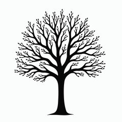 Obraz premium black tree silhouette, vector tree art, tree illustration, tree clipart, nature silhouette, tree design, tree vector graphic, minimal tree art, black tree vector, tree cutout, nature vector, woodland 