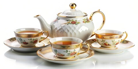 Fototapeta premium Tea Set on White Background