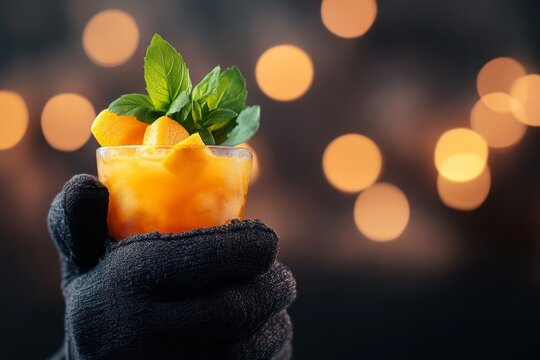 A bartender mixing a colorful cocktail in a lively bar, their flair and skill capturing the energy of their career