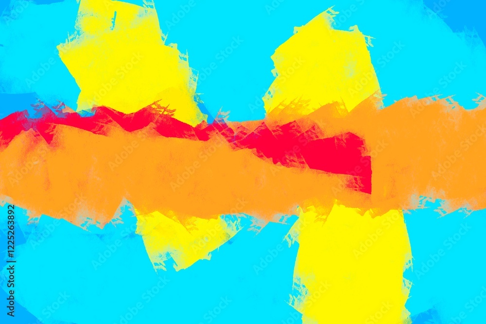 Poster vibrant abstract composition with bold colors and dynamic shapes capturing energy and creativity