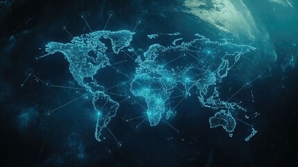 A digital illustration of a global network,