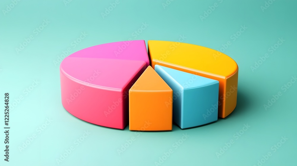 Poster multicolored geometric pie chart showcasing data analysis and financial concepts