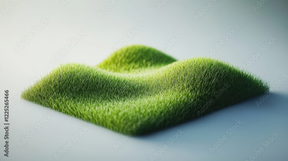 Poster lush green grass mounds gently undulating on a soft surface, creating a serene landscape effect