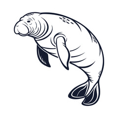 Manatee Icon Silhouette Vector Graceful Aquatic Mammal Illustrations for Creative Projects