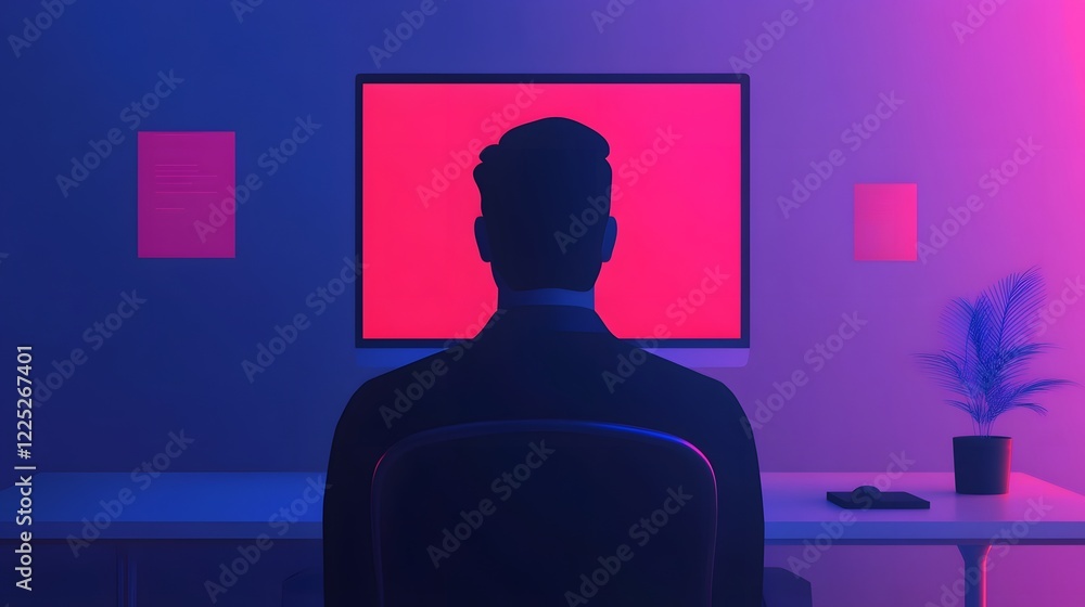 Poster digital silhouette in a virtual corporate networking setup