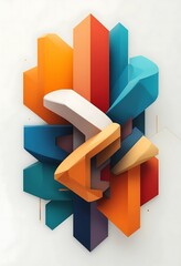Abstract Colorful Geometric Shapes Intertwined Design