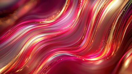 Fototapeta premium Flowing light trails in shades of red, pink, and gold, curving and intertwining 