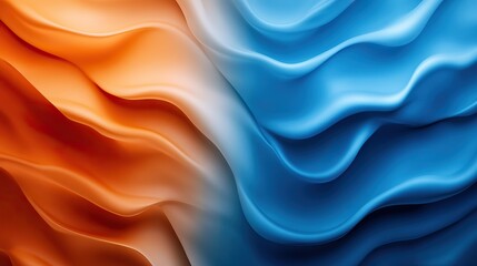 Obraz premium A vibrant abstract design featuring flowing waves of orange and blue colors, creating a striking visual contrast.