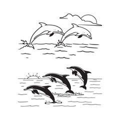 Naklejka premium Dolphin jumping in the sea 